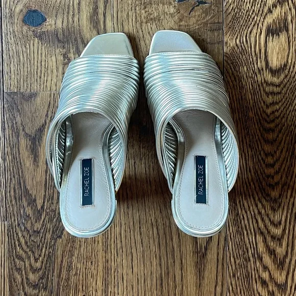Rachel Zoe Metallic Leather Seneca Mules 7.5 - Picture 5 of 7